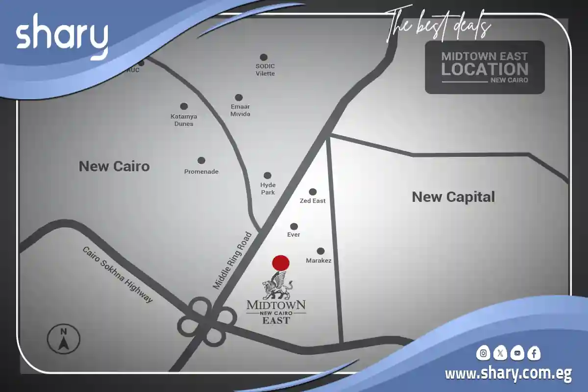كمبوند ميدتاون التجمع السادس Midtown New Cairo اسعار 2025 3 موقع ميدتاون ايست