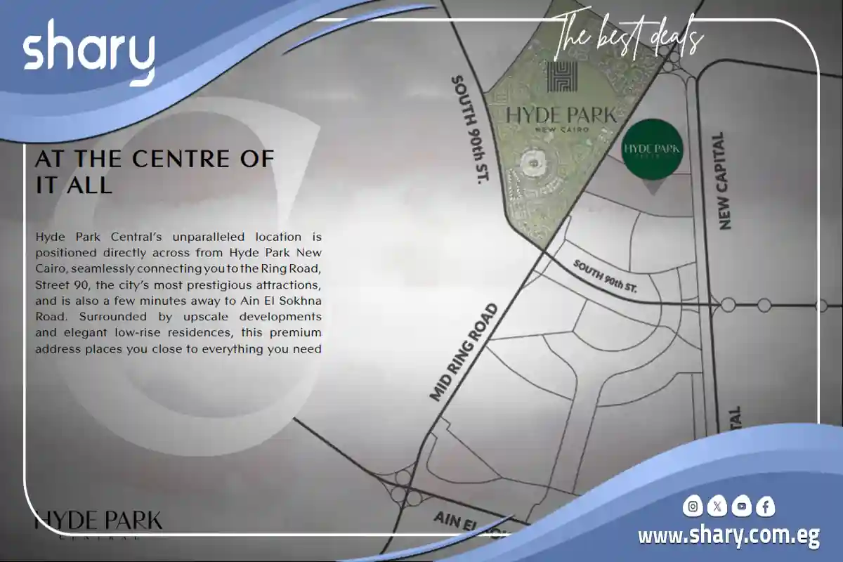 هايد بارك سنترال التجمع السادس Hyde Park Central اسعار 2025 1 موقع كمبوند هايد بارك سنترال التجمع السادس