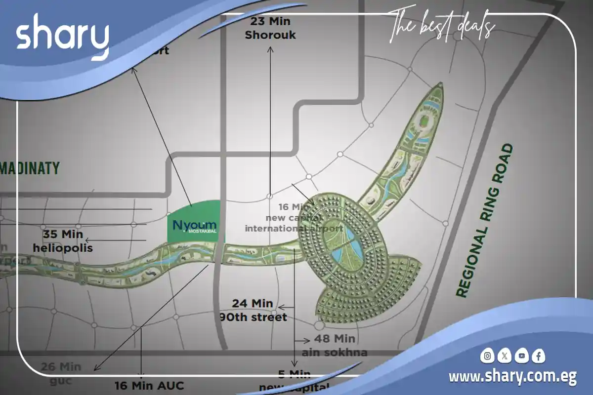 كمبوند نيوم المستقبل سيتي Nyoum Mostakbal City مقدم 5% 3 موقع نيوم المستقبل