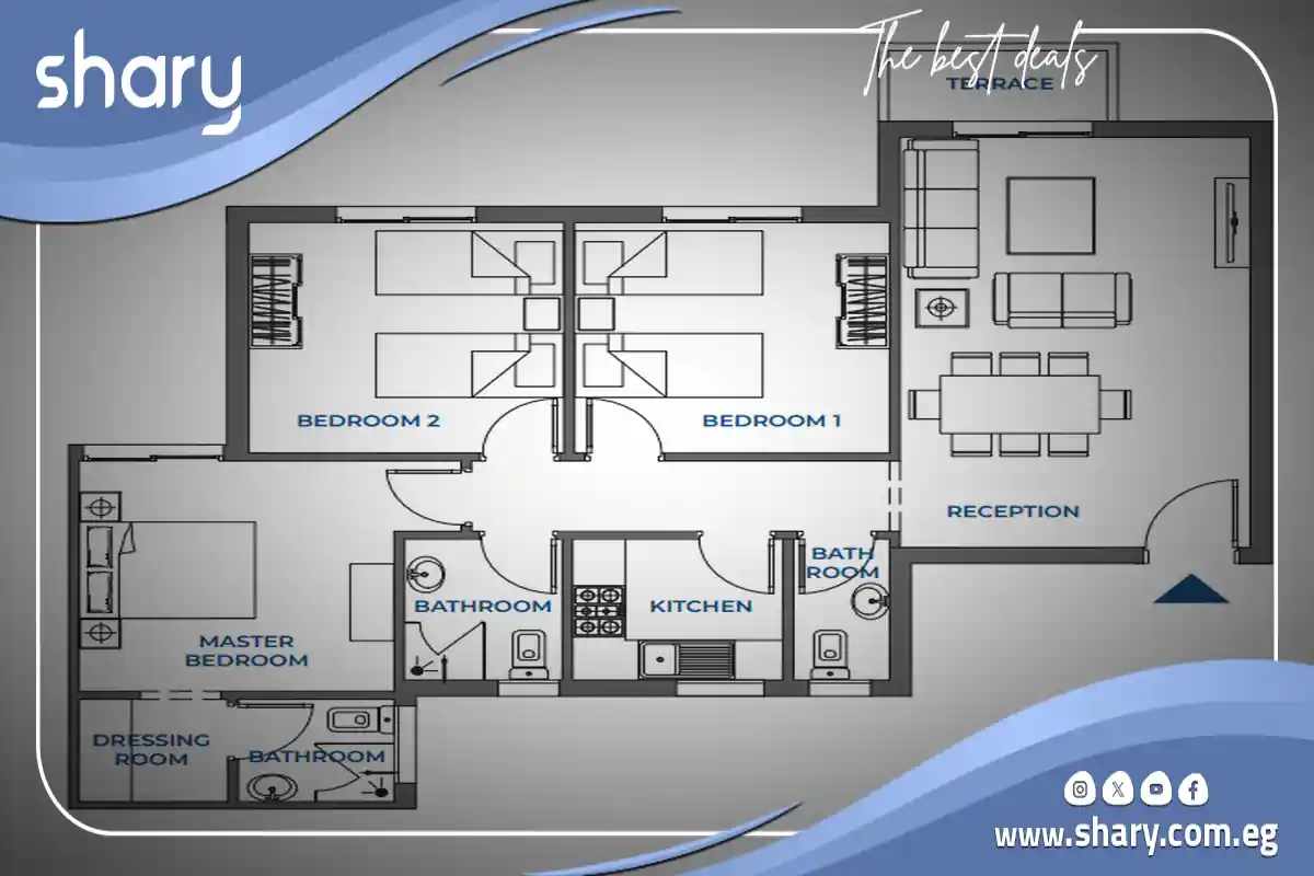 Twin house in the Lagoons project the New capital, with an ideal area of ​​215 square meters, for your family with luxurious finishes and integrated services