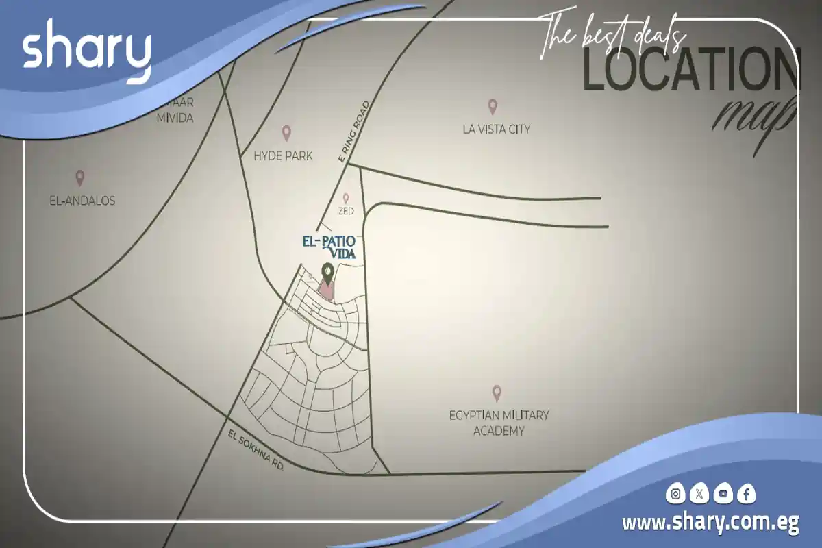 كمبوند الباتيو فيدا التجمع السادس El Patio Vida | أسعار 2025 1 موقع كمبوند الباتيو فيدا التجمع السادس