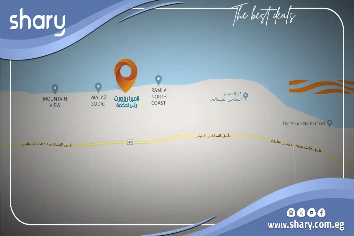 قرية لاميرا الساحل الشمالي La Mera Resort North Coast شركة سقارة للتطوير العقاري 7 موقع قرية لاميرا الساحل الشمالي