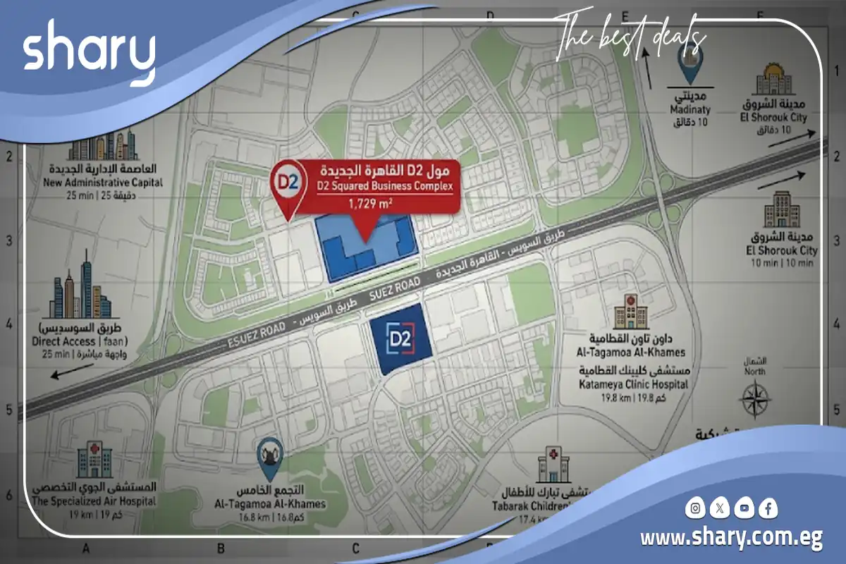 مول D2 Squared القاهرة الجديدة D2 Squared Business Complex شركة إيجل للتطوير العقاري 8 موقع مول D2 Squared القاهرة الجديدة