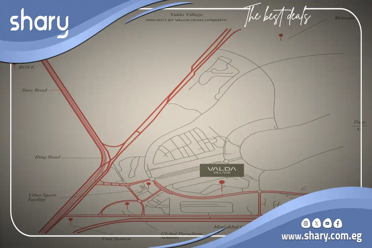 كمبوند فالدا فيلدج المستقبل سيتي Valda Village Mostakbal City شركة فالدا للتطوير العقاري 6 موقع كمبوند فالدا فيلدج المستقبل سيتي