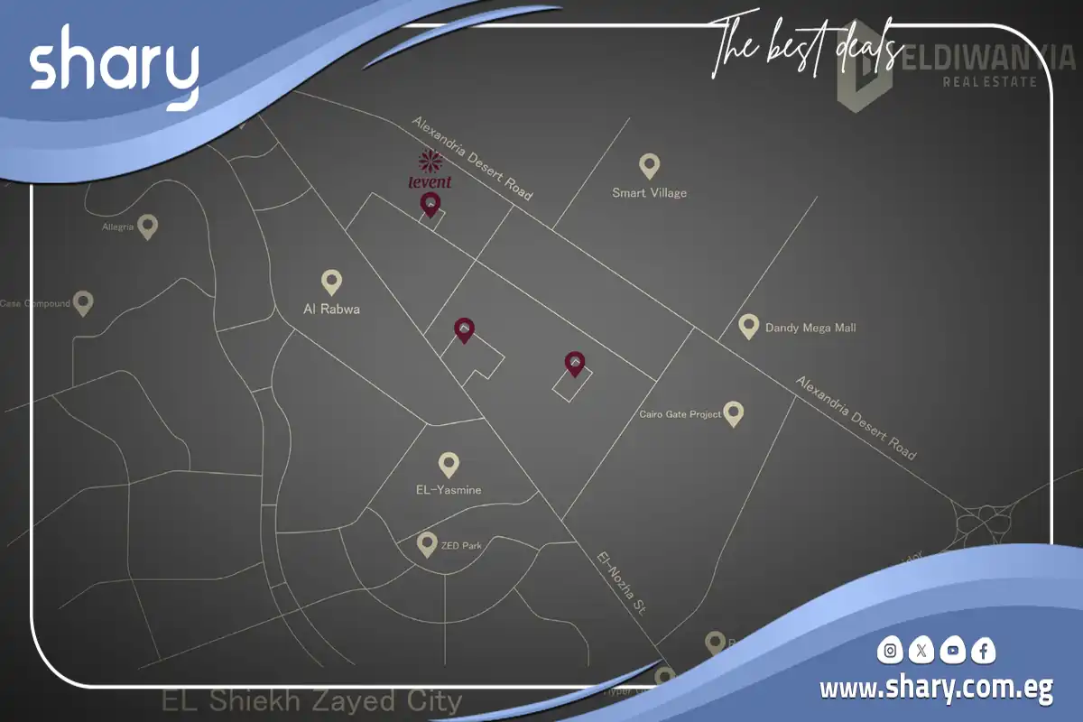 كمبوند ليفينت الشيخ زايد LEVENT compound El Sheikh Zayed شركة الديوانية للتطوير العقاري 6 موقع كمبوند ليفينت الشيخ زايد