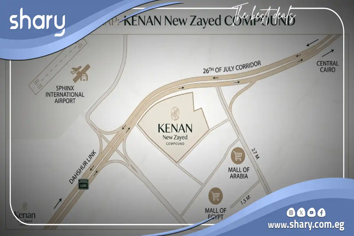 كمبوند كنان نيو زايد Kenan Compound New Zayed شركة أوريا للتطوير العقاري 6 موقع كمبوند كنان نيو زايد